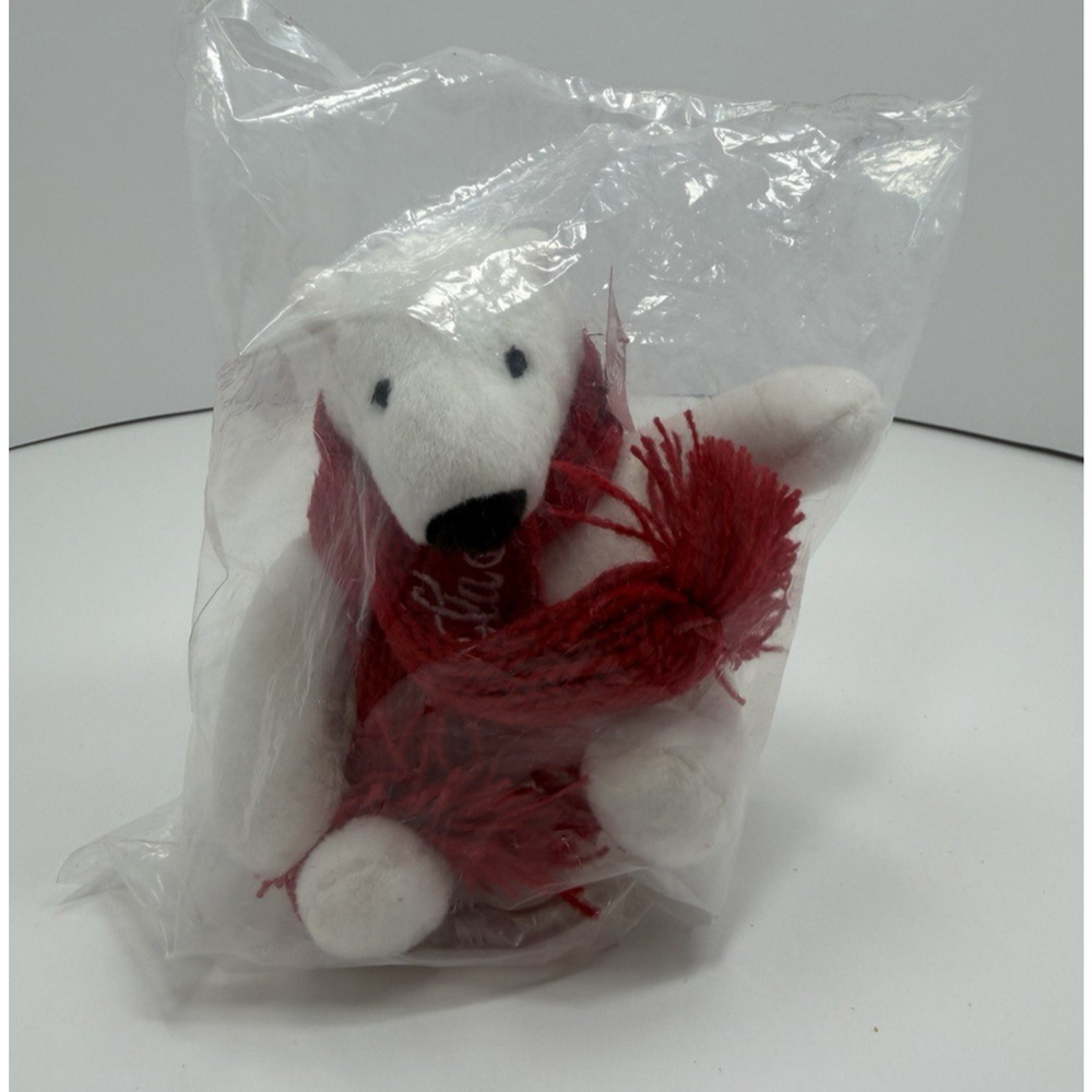 Coca Cola Coke Mini Plush Polar Bear w/ Holiday Red Scarf 4” Stuffed Animal